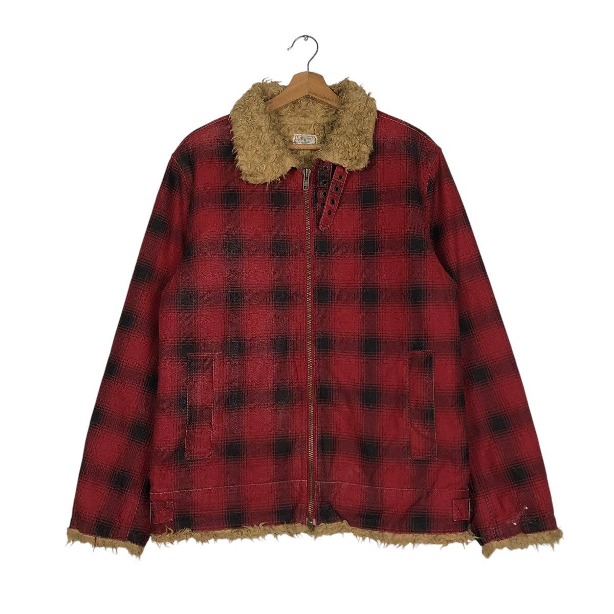 Hysteric Glamour 🔥VTG BIKER JACKET RANCH WEAR MARLONO FUR BLANKET TARTAN Size US L / EU 52-54 / 3 - 3 Thumbnail