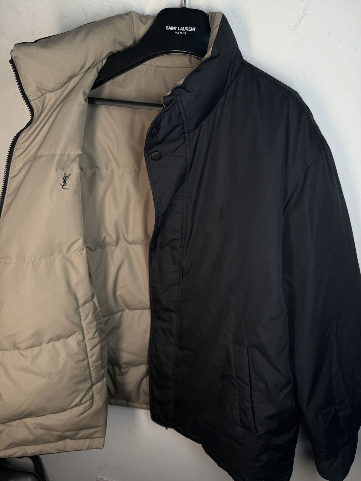 Yves Saint Laurent 2Side Puffer YSL Down Jacket Winter Beige/Black Bomber Zip Size US M / EU 48-50 / 2 - 4 Thumbnail