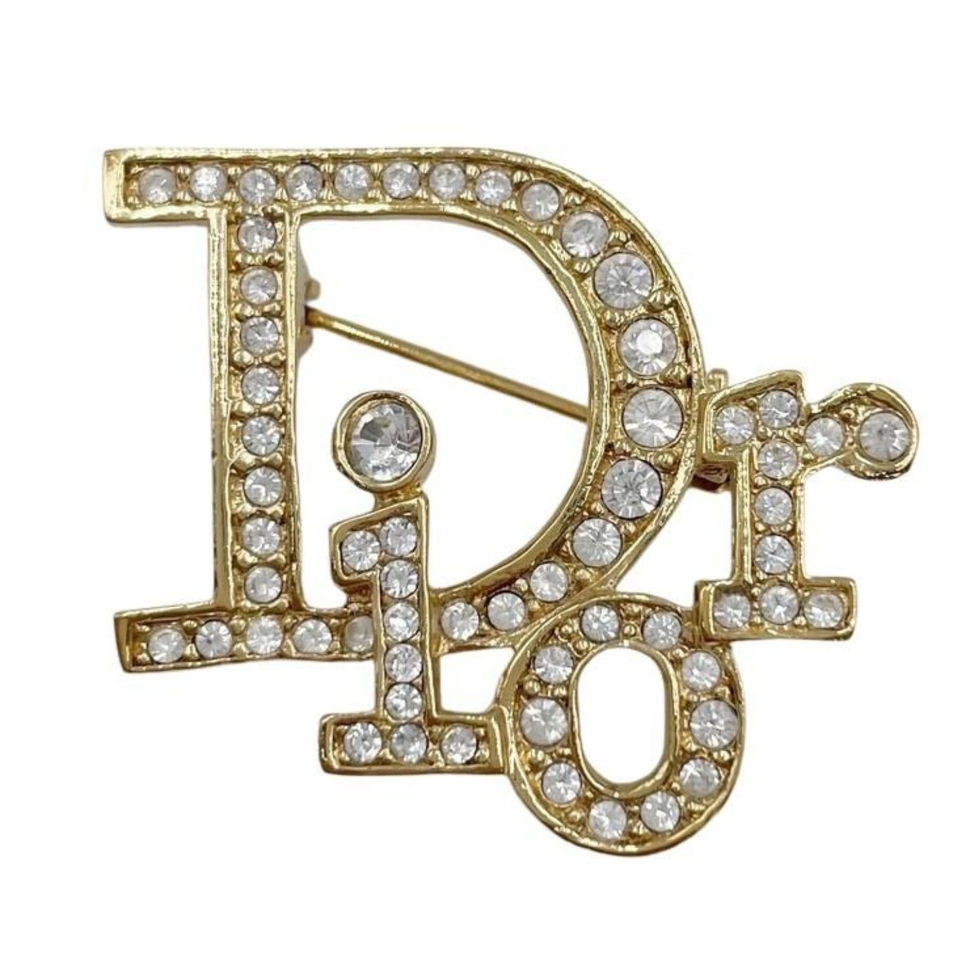 Dior Christian Dior Brooch Gold Metal Rhinestone Women's Size ONE SIZE - 1 Thumbnail