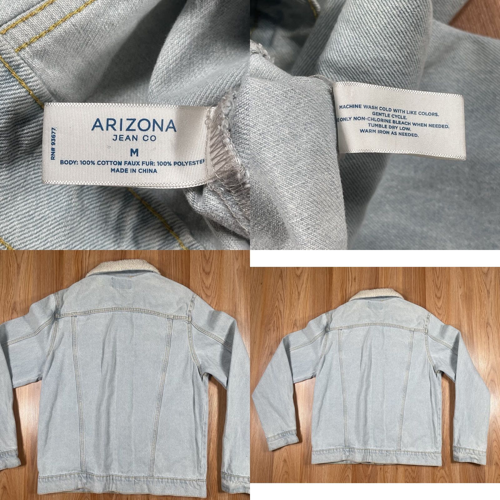 Vintage Arizona Jean Co Denim Jacket Mens M Medium Blue 100% Cotton Trucker Jacket Size US 31 - 9 Thumbnail