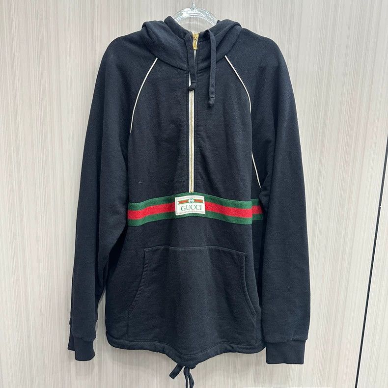 Gucci Black belt hooded half-zipper sweatshirt 2504-Nextarr