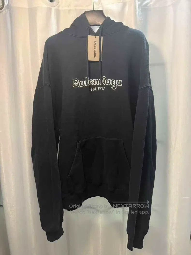 Balenciaga Balenciaga Blue and Black Embroidery Logo Hoodie Size US M / EU 48-50 / 2 - 1 Thumbnail