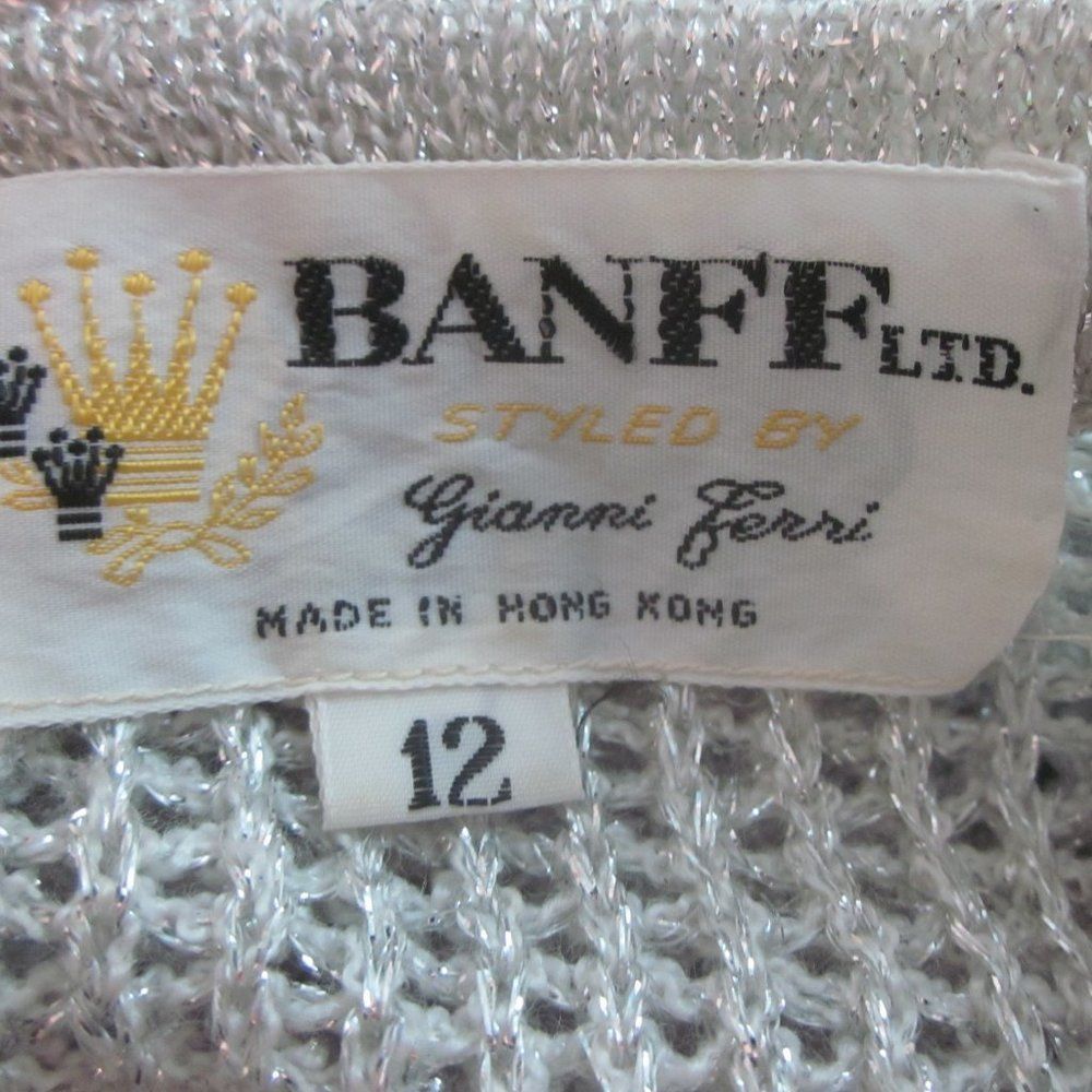 Saks Fifth Avenue Vintage Sweater Banff Silver Knit Sparkle Fits XS Size XS / US 0-2 / IT 36-38 - 2 Thumbnail