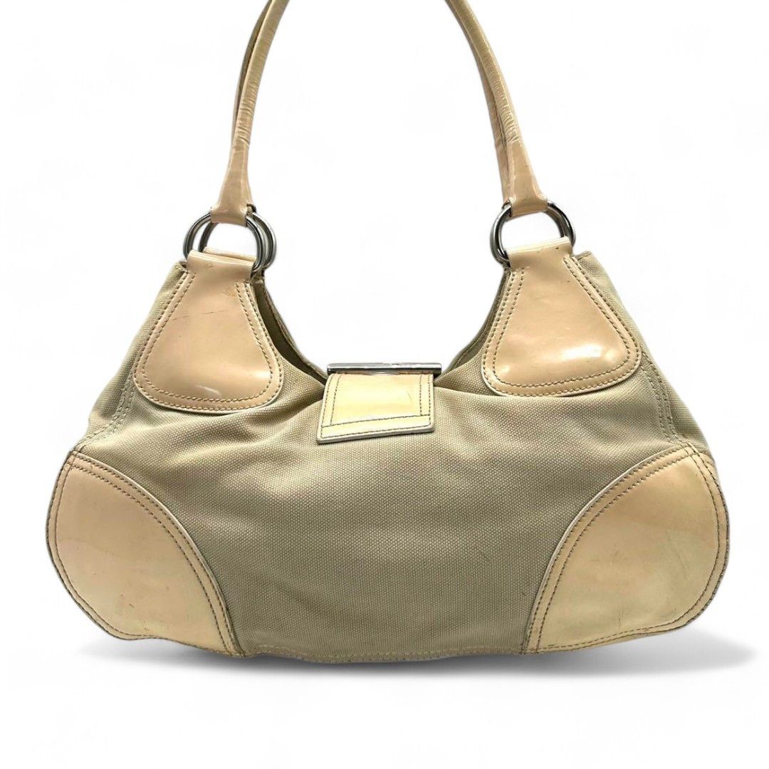 Prada Prada - Handbag Beige Brown Leather Triangle Logo Plate Size ONE SIZE - 2 Thumbnail