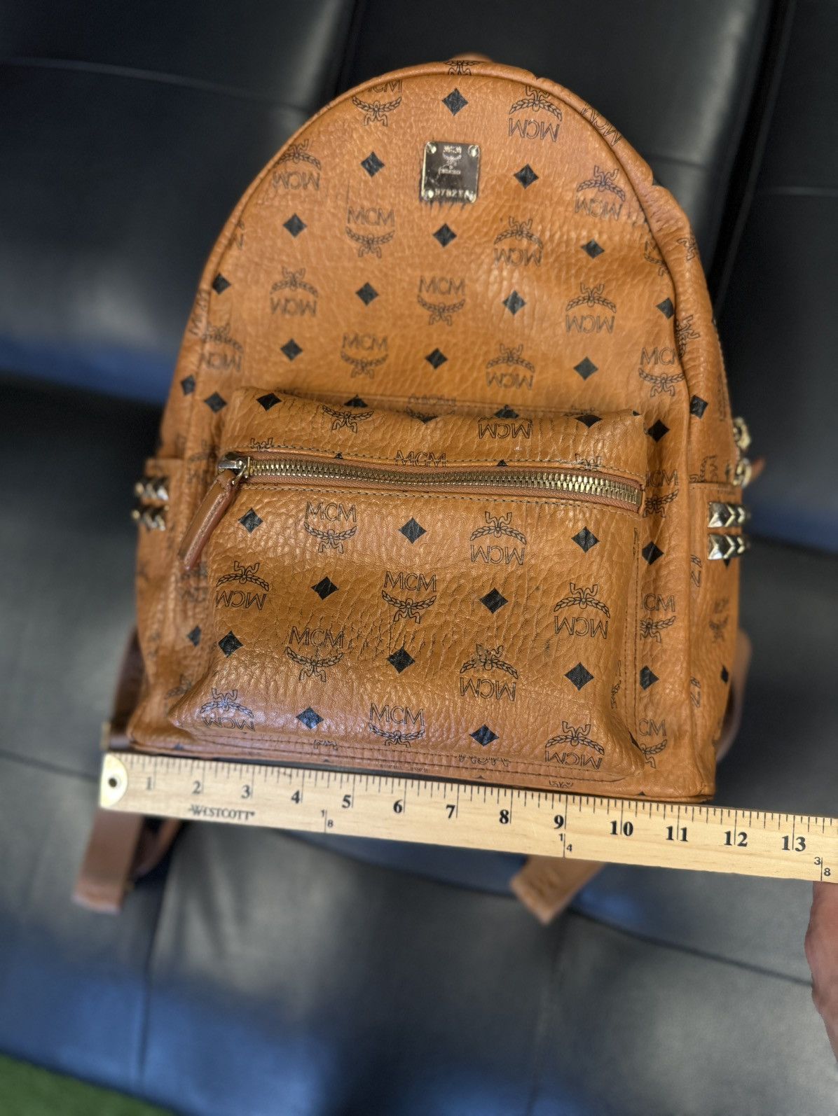MCM MCM Classic Logo Brown Studs Medium Backpack 🧼 Size ONE SIZE - 22 Thumbnail