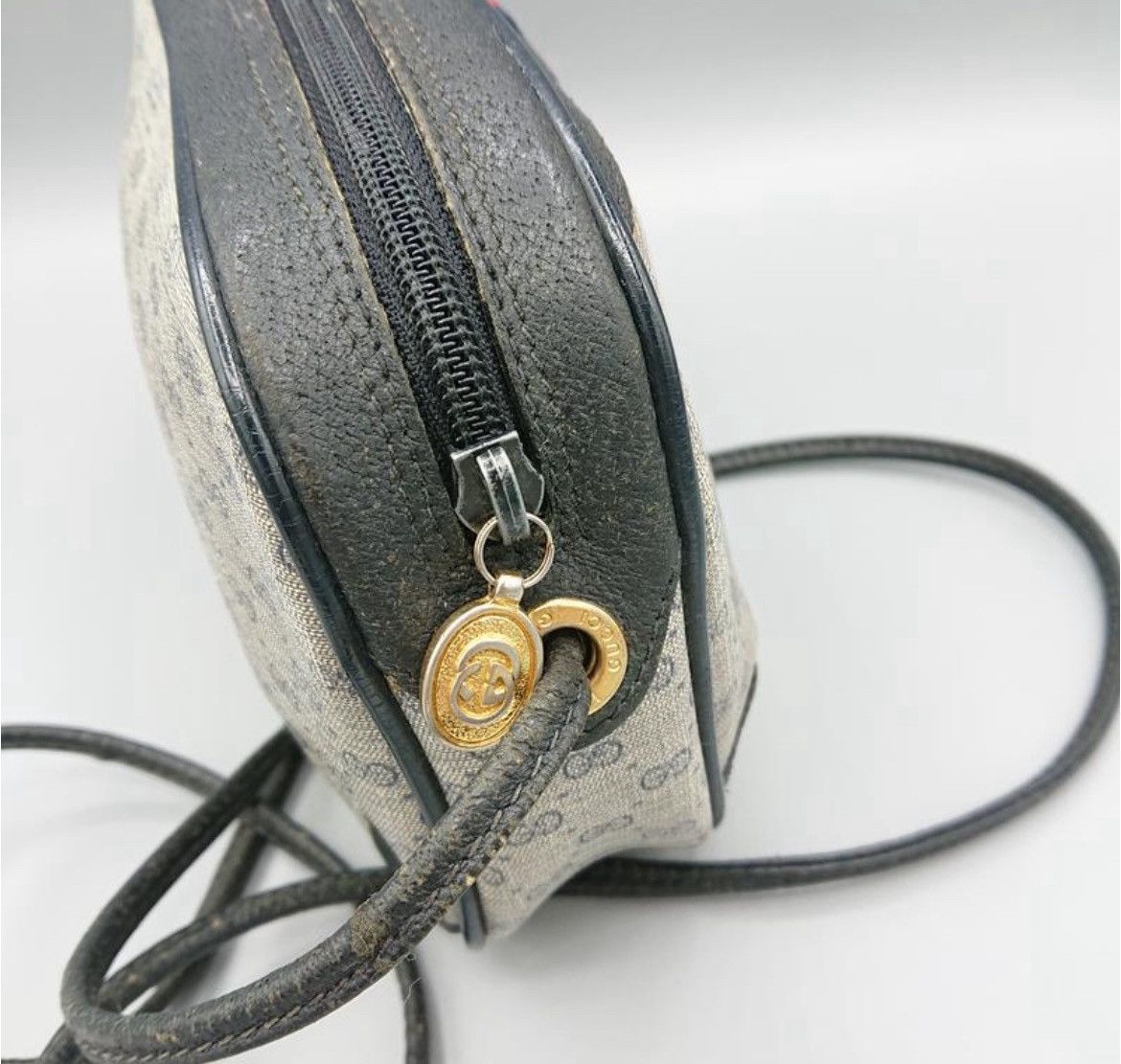 Gucci GUCCI Vintage Sherry Line GG Web PVC Canvas Navy Crossbody Size ONE SIZE - 5 Thumbnail