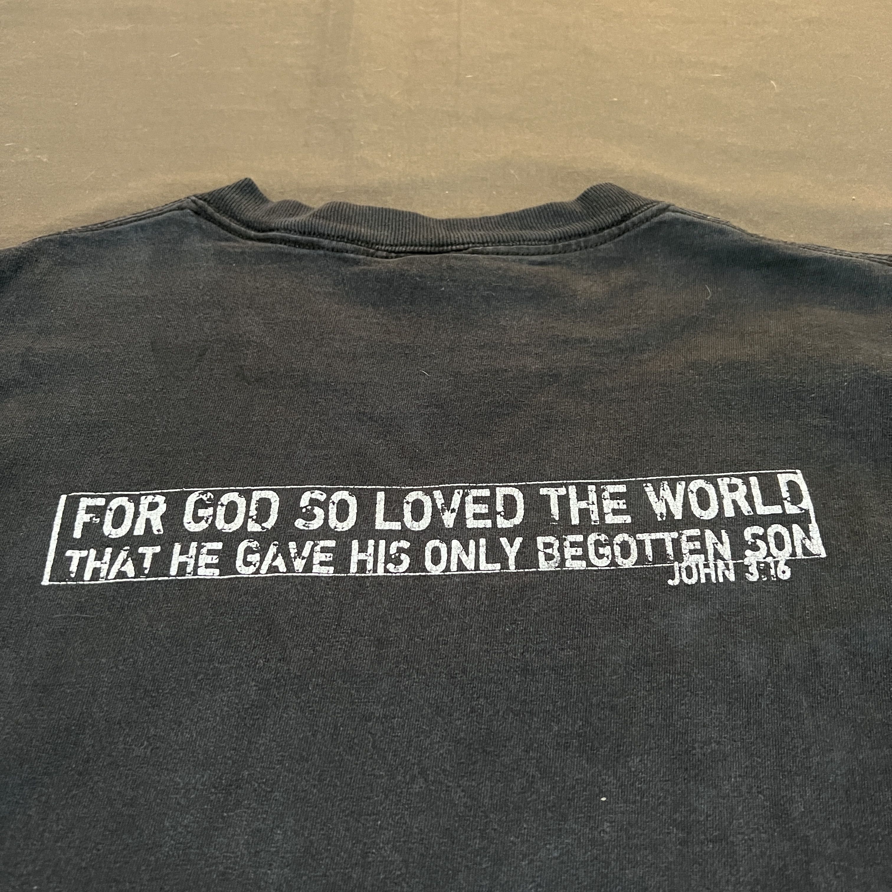 Vintage Y2K Sacrifice Jesus God Lord Bible Holy Tee Faded