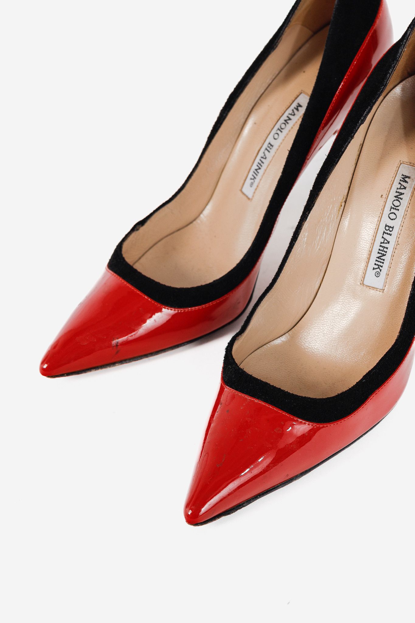 Manolo Blahnik Manolo Blahnik Pretati Red Patent & Suede Pumps Size US 7.5 / IT 37.5 - 6 Thumbnail