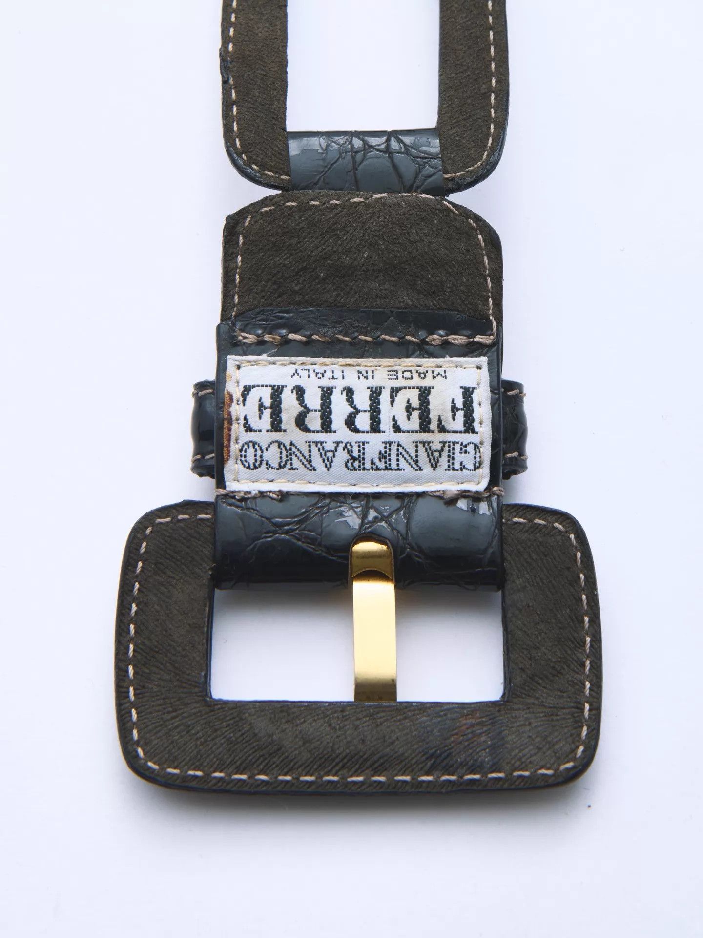 Gianfranco Ferre GIANFRANCO FERRE Dark Crocodile Cutout Belt Size ONE SIZE - 8 Thumbnail