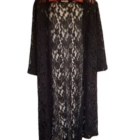 Vintage Free Kisses Maternity Womens Medium Black Lace Cardigan Open Front Casual Size M / US 6-8 / IT 42-44 - 3 Thumbnail