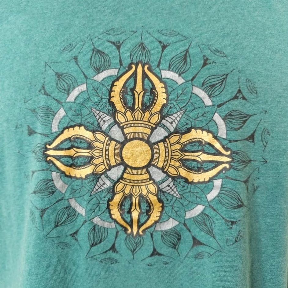 Vintage JuJu Bajra Mandala T Shirt Womens XL Green Nepal Size XL / US 12-14 / IT 48-50 - 3 Thumbnail