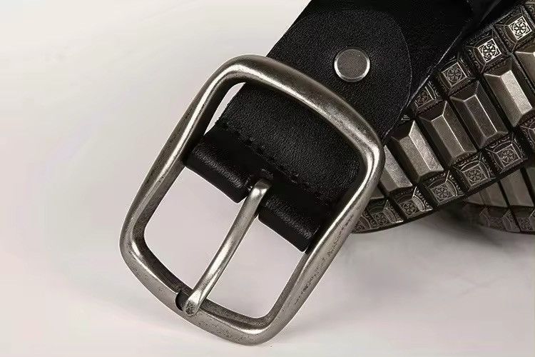 Leather × Vintage Men leather studded pin buckle belt Size ONE SIZE - 5 Thumbnail