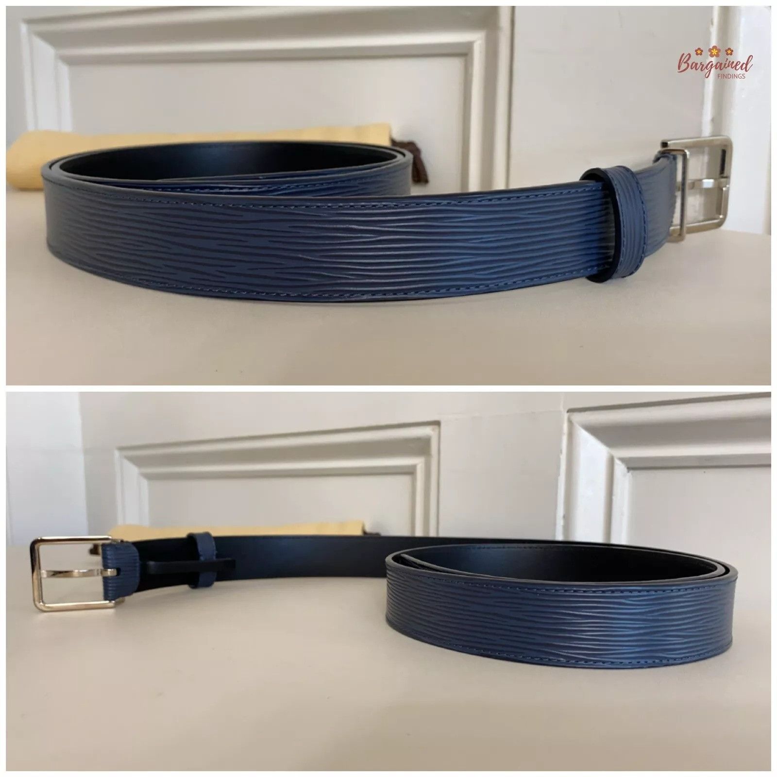 Louis Vuitton Louis Vuitton Blue Epi Leather Metal Square Buckle Belt Size 36 - 5 Thumbnail