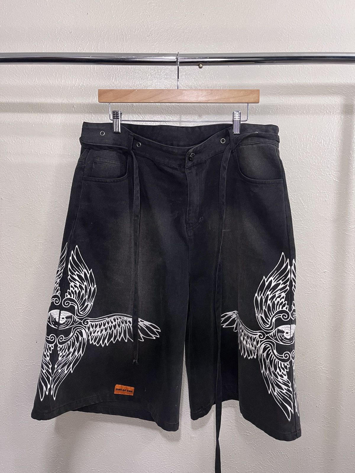 Other One of One Online Black Denim “HVN” shorts Size US 34 / EU 50 - 1 Thumbnail