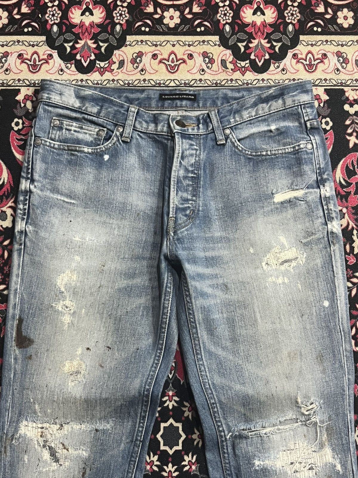 Lounge Lizard ⚡️Slim Straight⚡️Lounge Lizard Distressed Paint Splatter Jeans Size US 31 - 4 Thumbnail