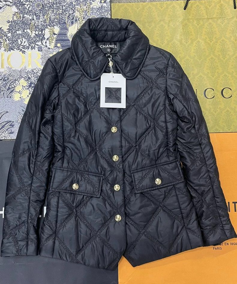 Chanel Chanel Black Quilted Logo Cotton Coat - dmc Size US XS / EU 42 / 0 - 1 Thumbnail