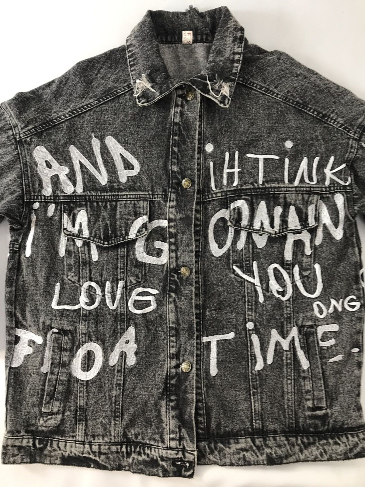 Japanese Brand Black Denim Jacket Trucker Street Art Style Printed Size US XL / EU 56 / 4 - 3 Thumbnail