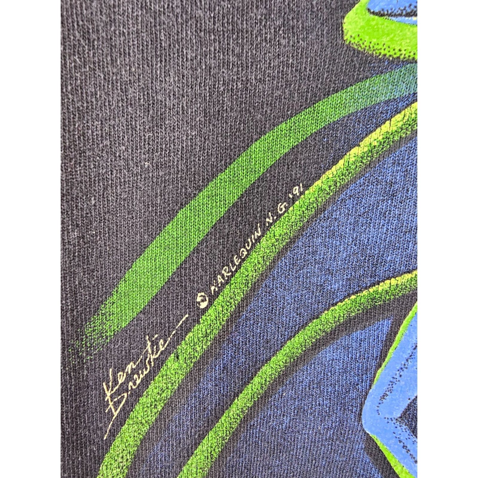Hanes VINTAGE 91' FROG KEN DREWKE 2 SIDE PRINT SINGLE STITCH BLACK COTTON T-SHIRT SZ L Size US L / EU 52-54 / 3 - 4 Thumbnail
