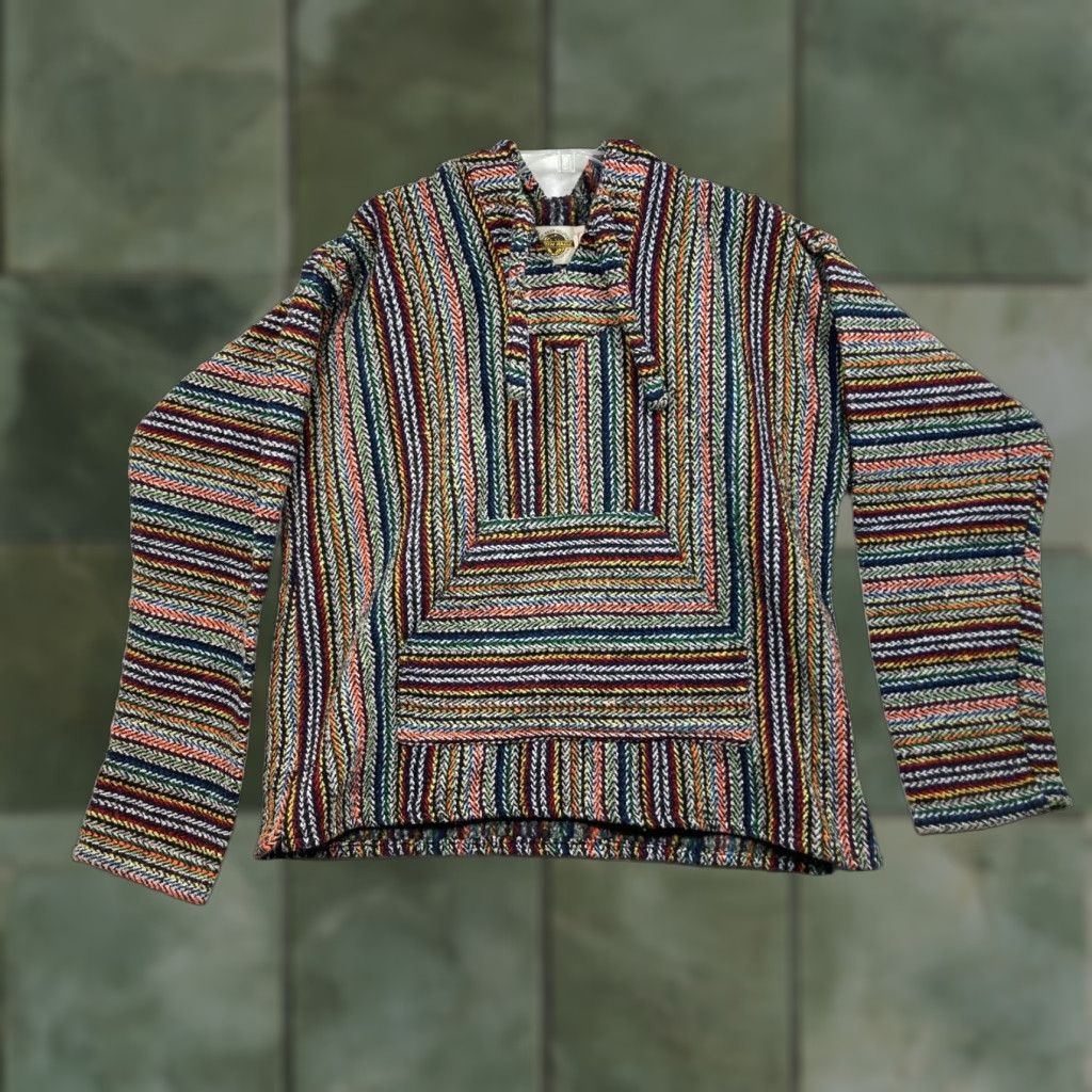 Vintage Earth Ragz Hoodie Mens Medium Multicolor Striped Pullover Long Sleeve Made in Mexico Size US S / EU 44-46 / 1 - 1 Thumbnail