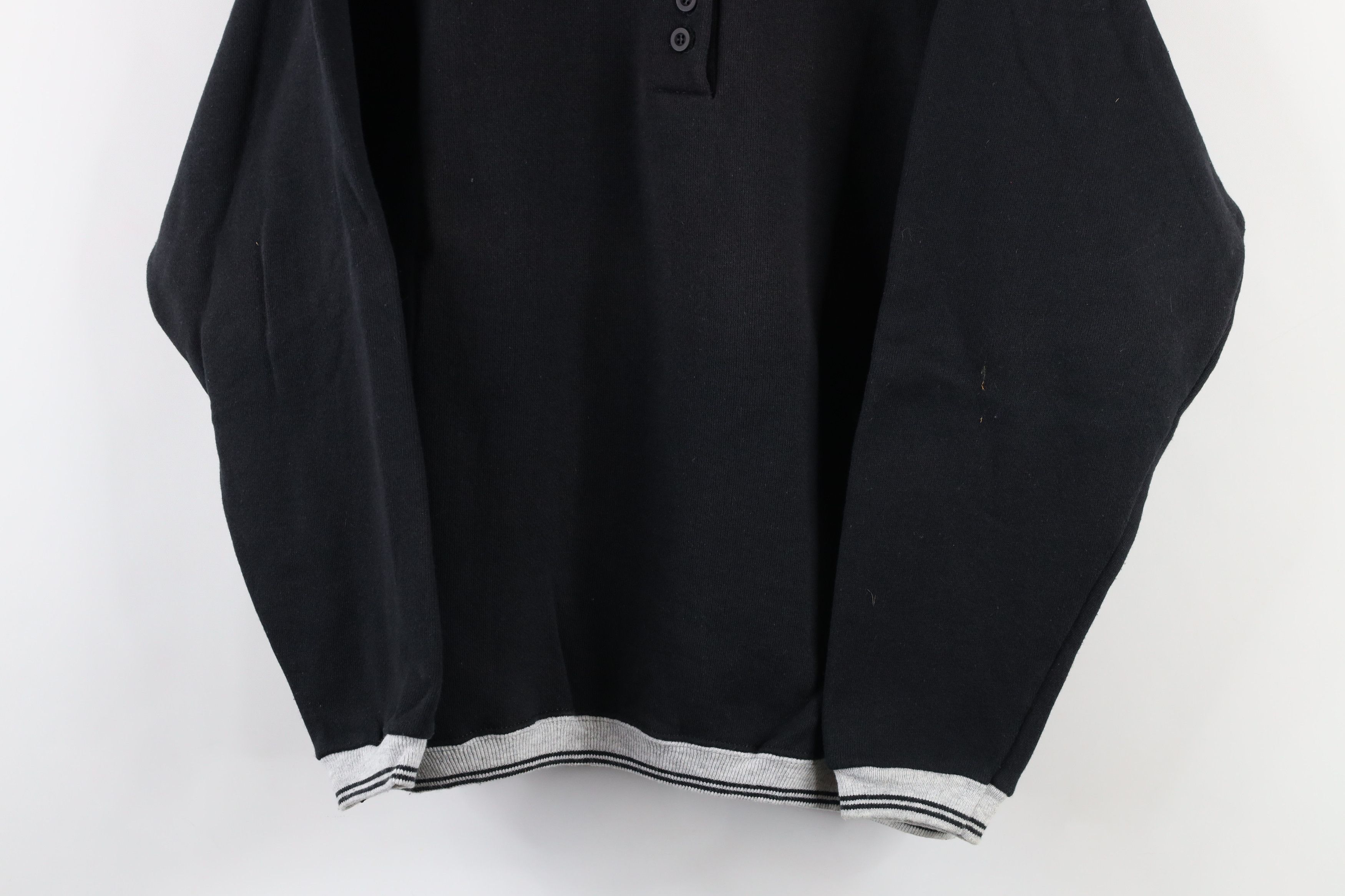 Vintage Vintage 90s Streetwear Blank Henley Sweatshirt Black USA Size M / US 6-8 / IT 42-44 - 3 Thumbnail