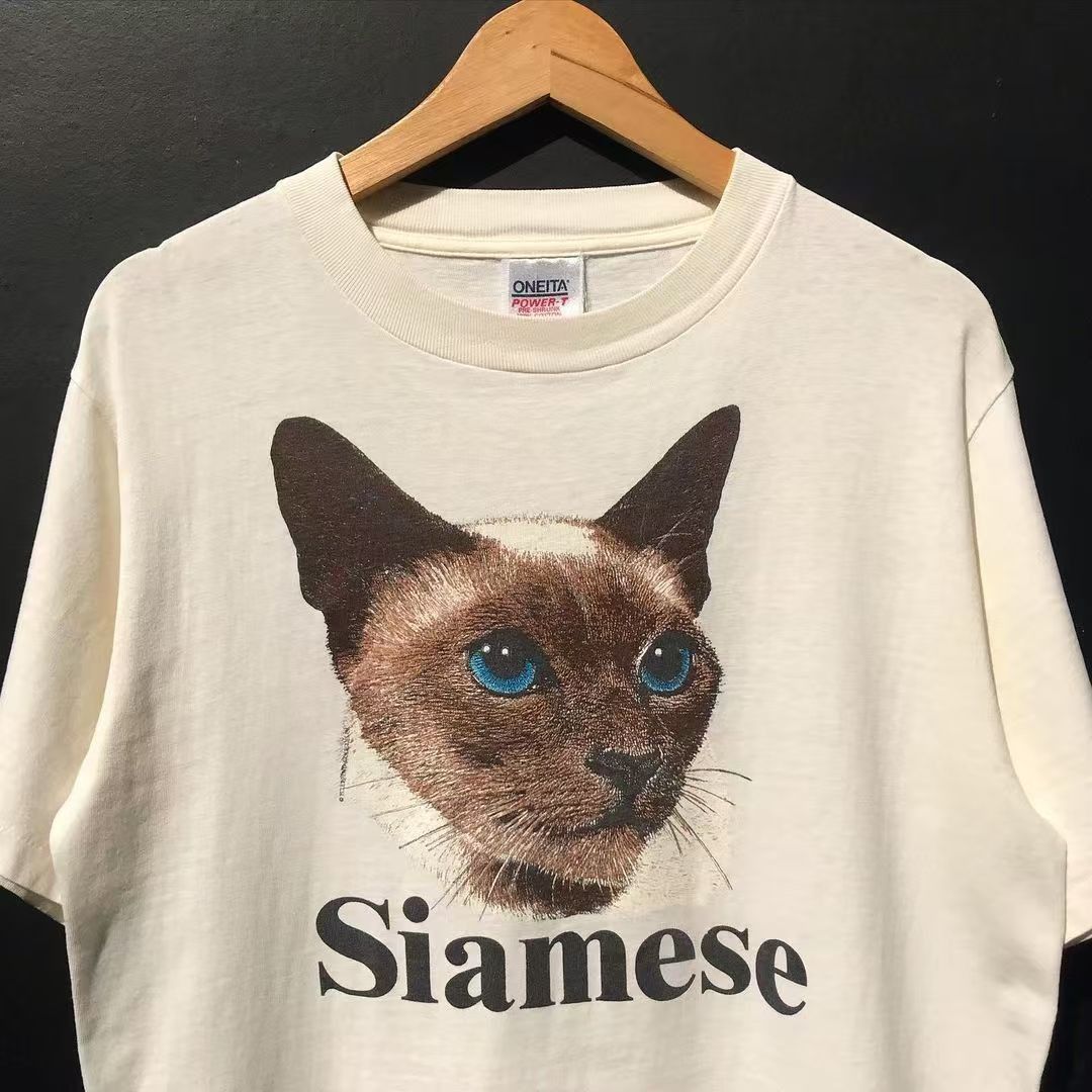 Vintage White washed vintage cat print tshirt Size US M / EU 48-50 / 2 - 2 Thumbnail