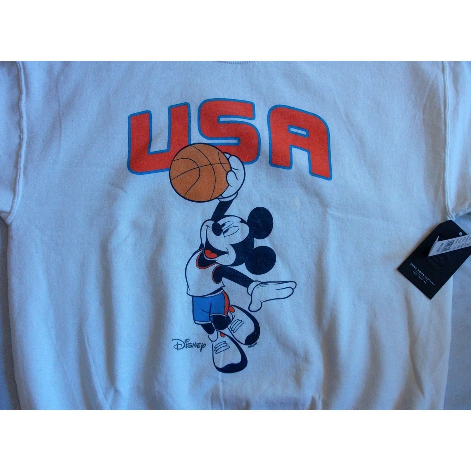 Junk Food USA Mickey Disney Basketball Fleece Sweatshirt Junk Food Men's Medium White 90s Cartoon Disney USA Basketball Mens Medium Sweatshirt Size US M / EU 48-50 / 2 - 4 Thumbnail