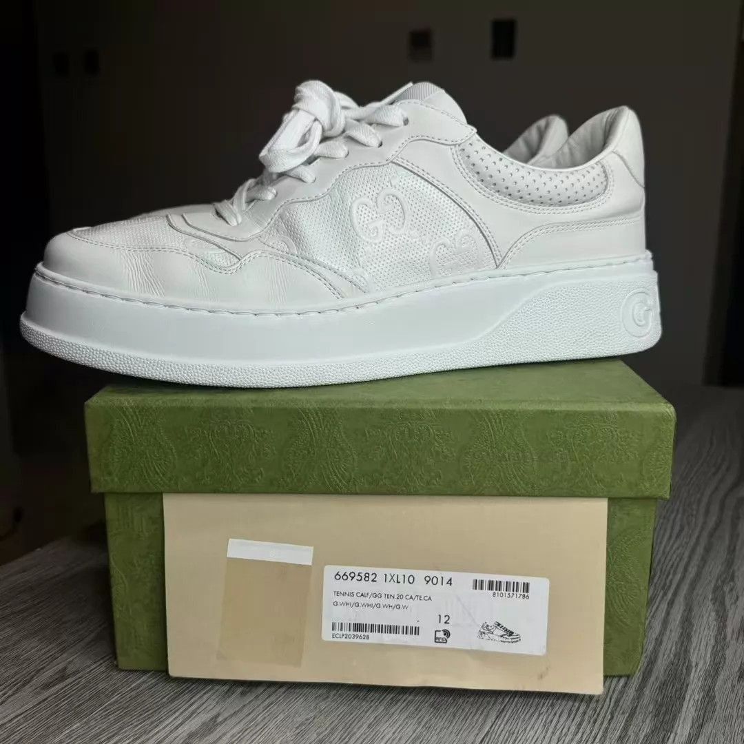 Gucci White Low-Top Sneakers with Perforated Detail Size US 13 / EU 46 - 1 Thumbnail