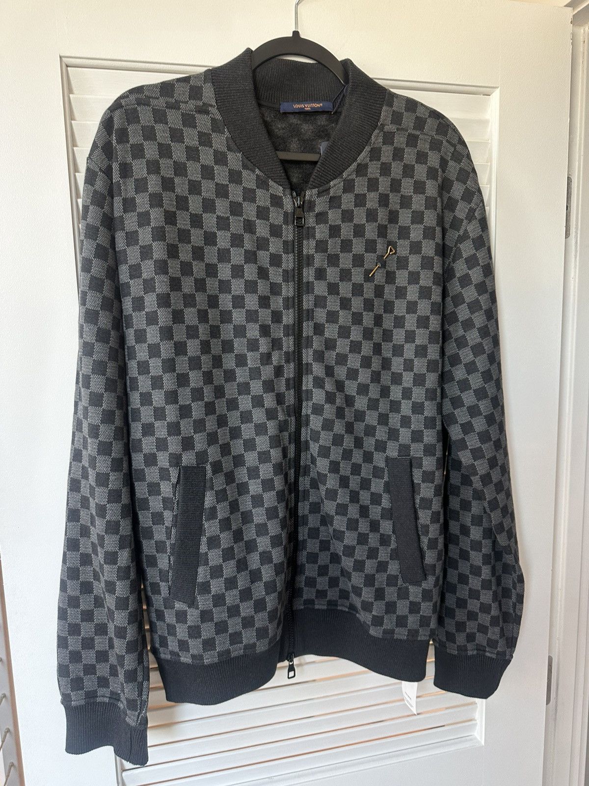 Louis Vuitton Louis Vuitton Damier Black/Gray Jacquard Zip-up Bomber Size US XL / EU 56 / 4 - 1 Thumbnail