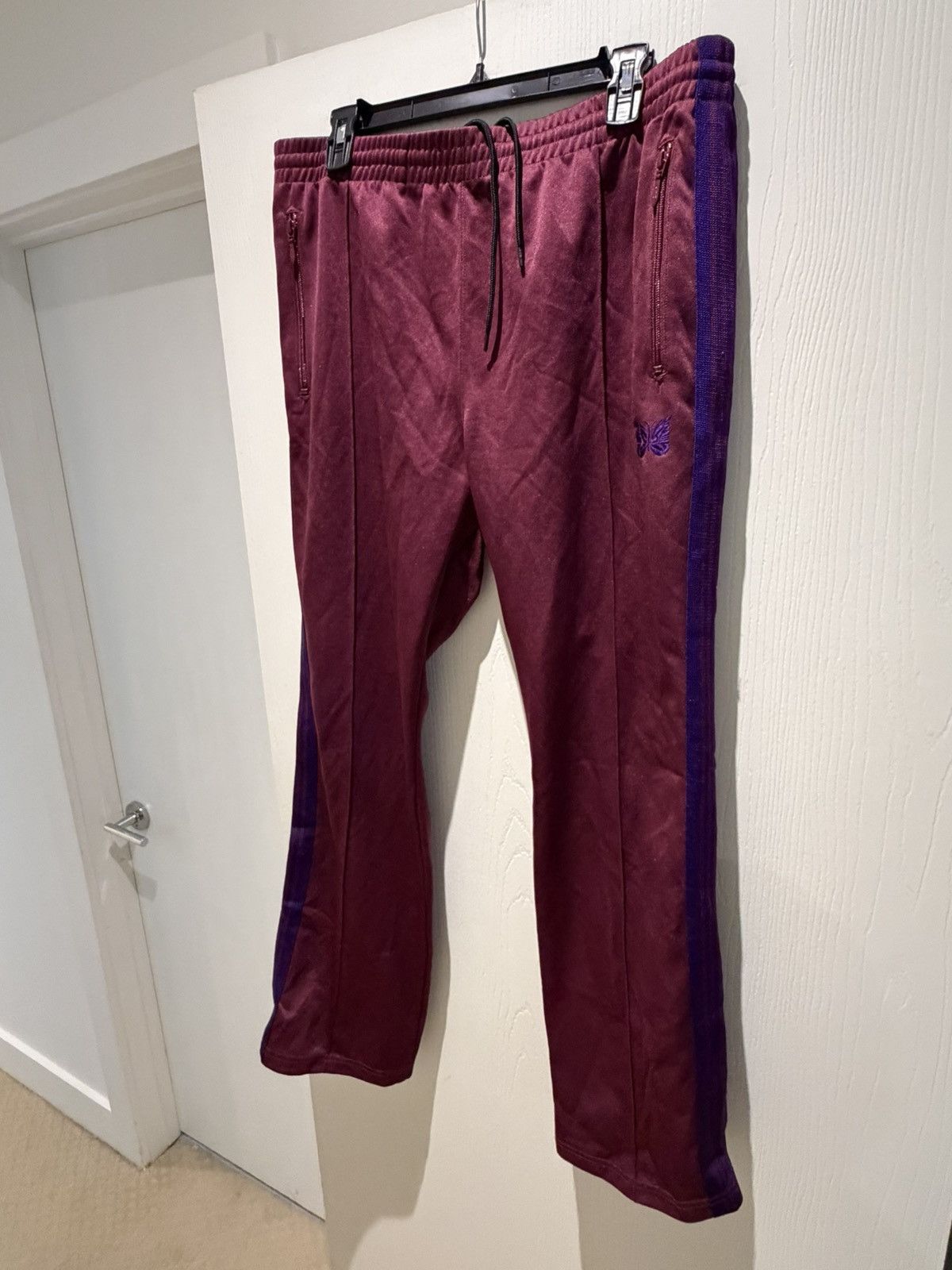Needles Needles Burgundy Drawstring Tracks Pants Size US 38 / EU 54 - 1 Thumbnail