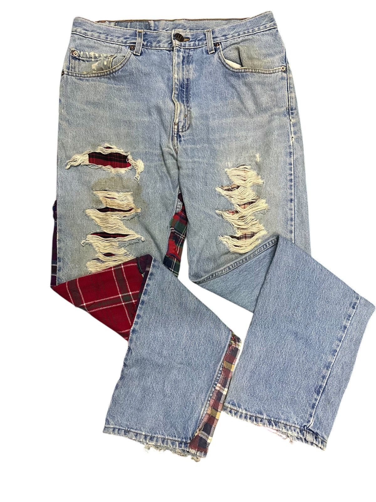 If Six Was Nine Distress Denim Patchwork Jeans Jeans crazy Design. Size US 34 / EU 50 - 6 Thumbnail