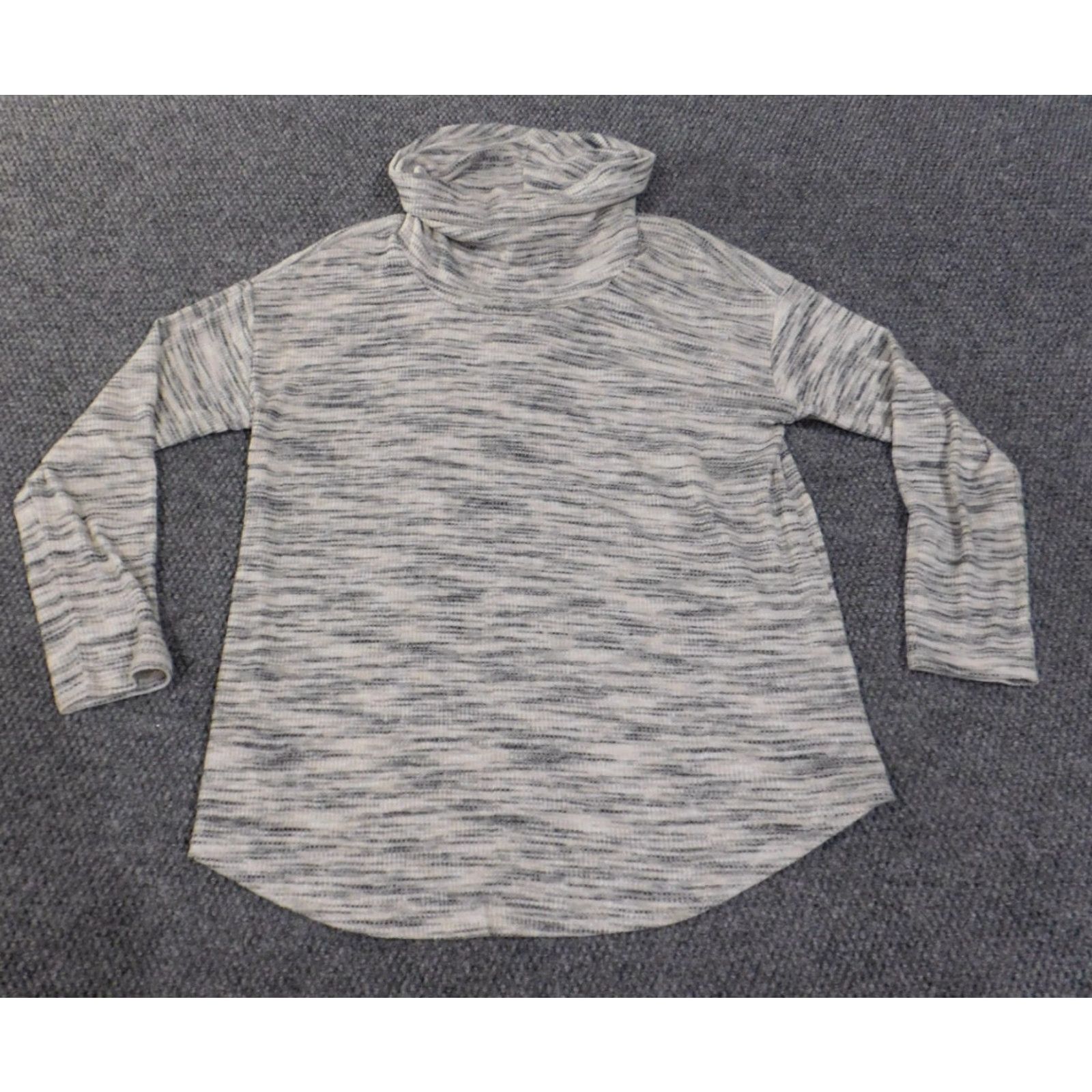 Loft LOFT Sweater XL Gray Pullover Knit Turtleneck Geometric Rib Knit Womens Stretch Size XL / US 12-14 / IT 48-50 - 2 Thumbnail