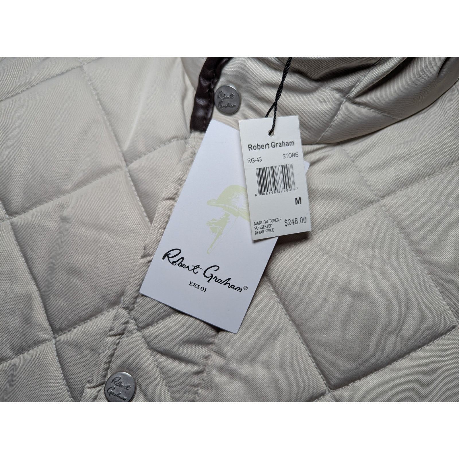 Robert Graham Robert Graham Men's Medium Quilted Jacket NWT Stone Snap Size US M / EU 48-50 / 2 - 7 Thumbnail