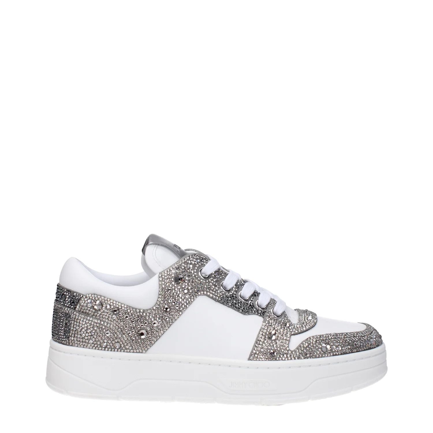 Jimmy Choo ob1o1e1124 Leather Sneakers in White Silver Size US 5 / IT 35 - 1 Thumbnail