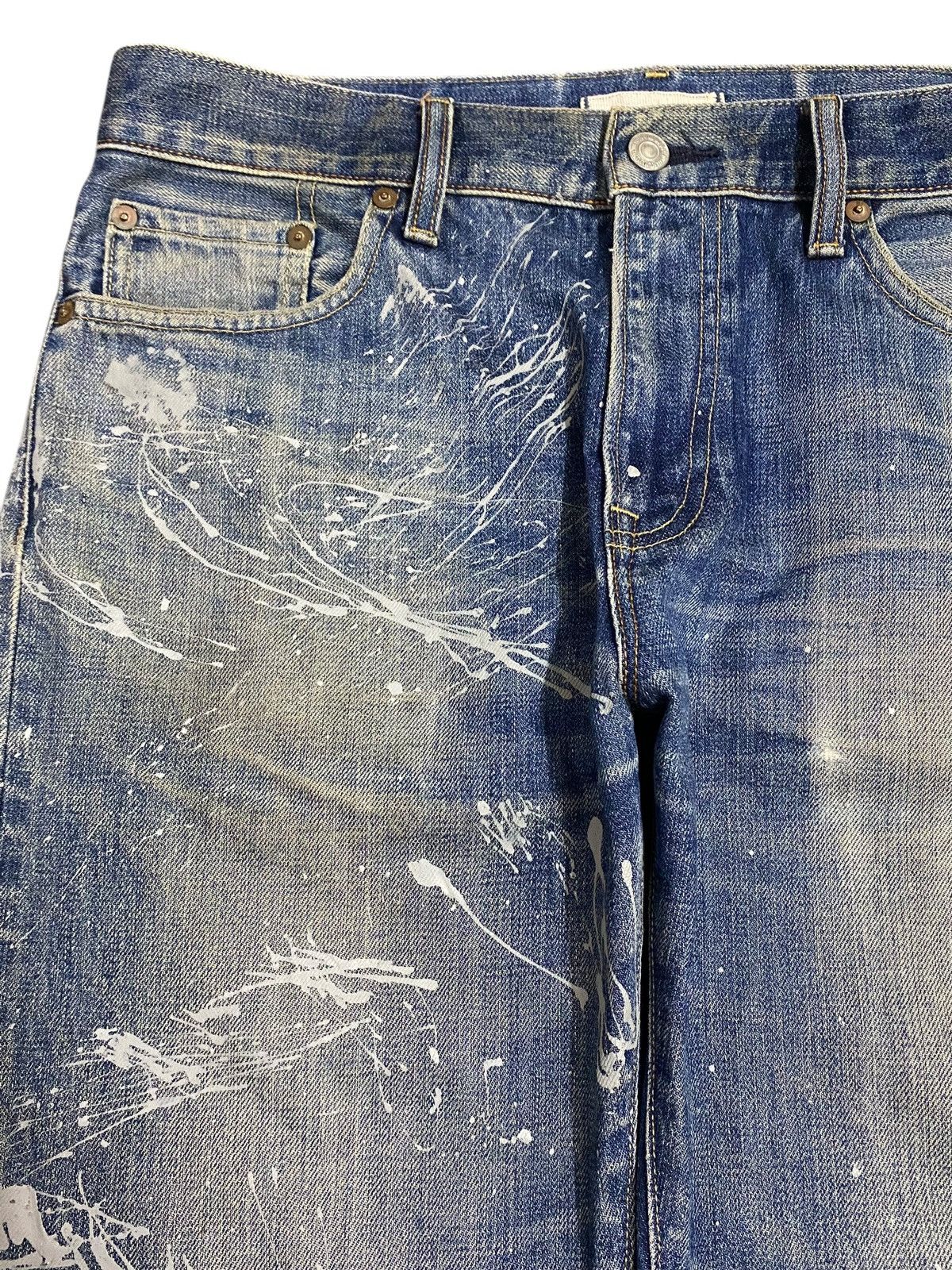 Jun Takahashi Vintage JapaneseBrands Blue Wash Custom Splatter Loose Jeans Size US 33 - 7 Thumbnail