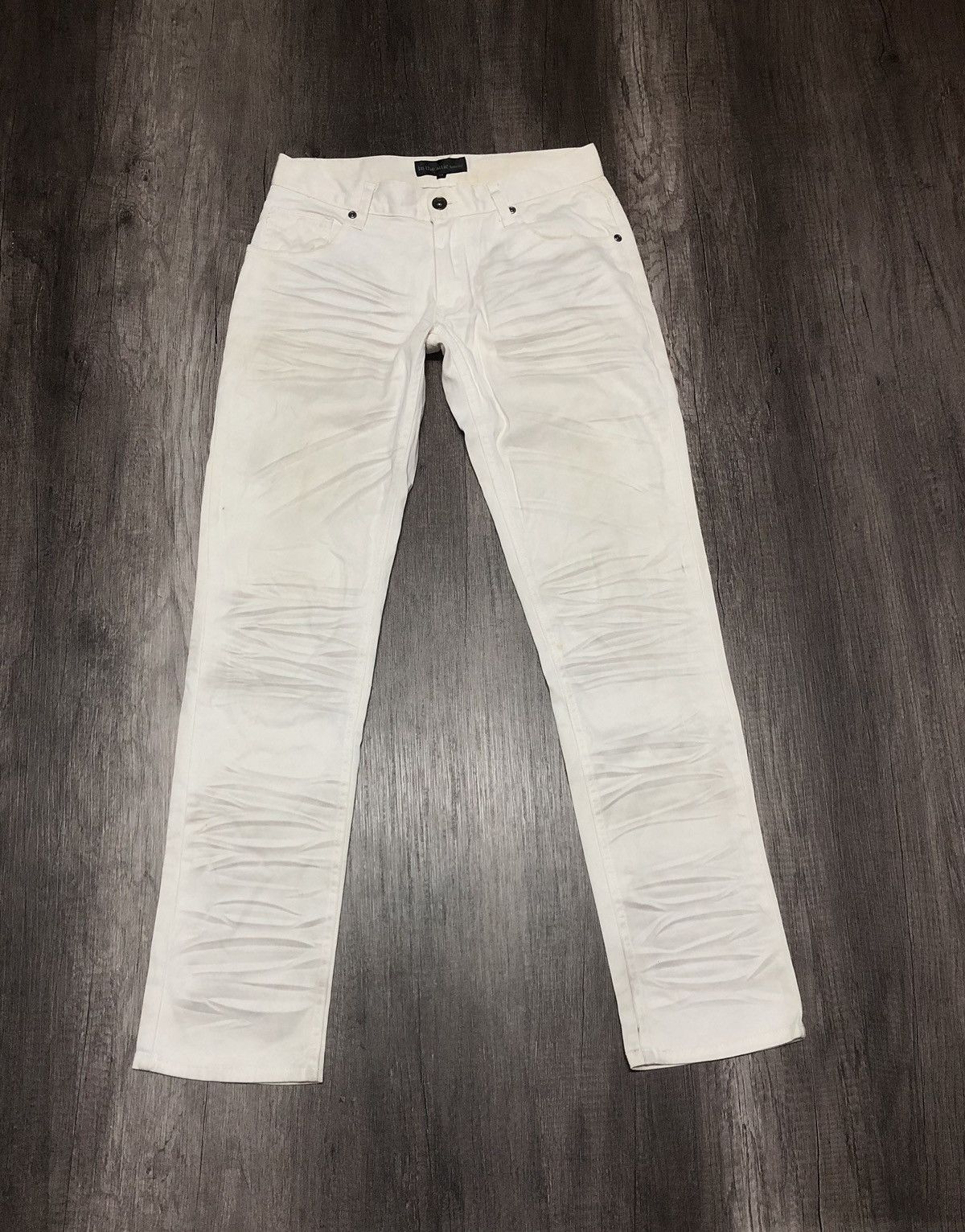 In The Attic × Japanese Brand In The Attic Homme White Slim Fit Distressed Jeans Size US 29 - 4 Thumbnail