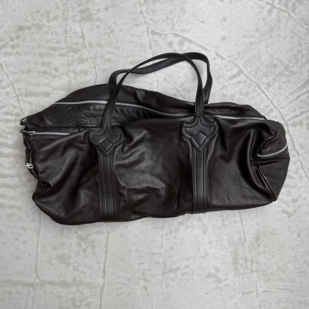 Chrome Hearts Chrome Hearts Rare Brown Leather Fleur XL Duffel Bag Size ONE SIZE - 3 Thumbnail