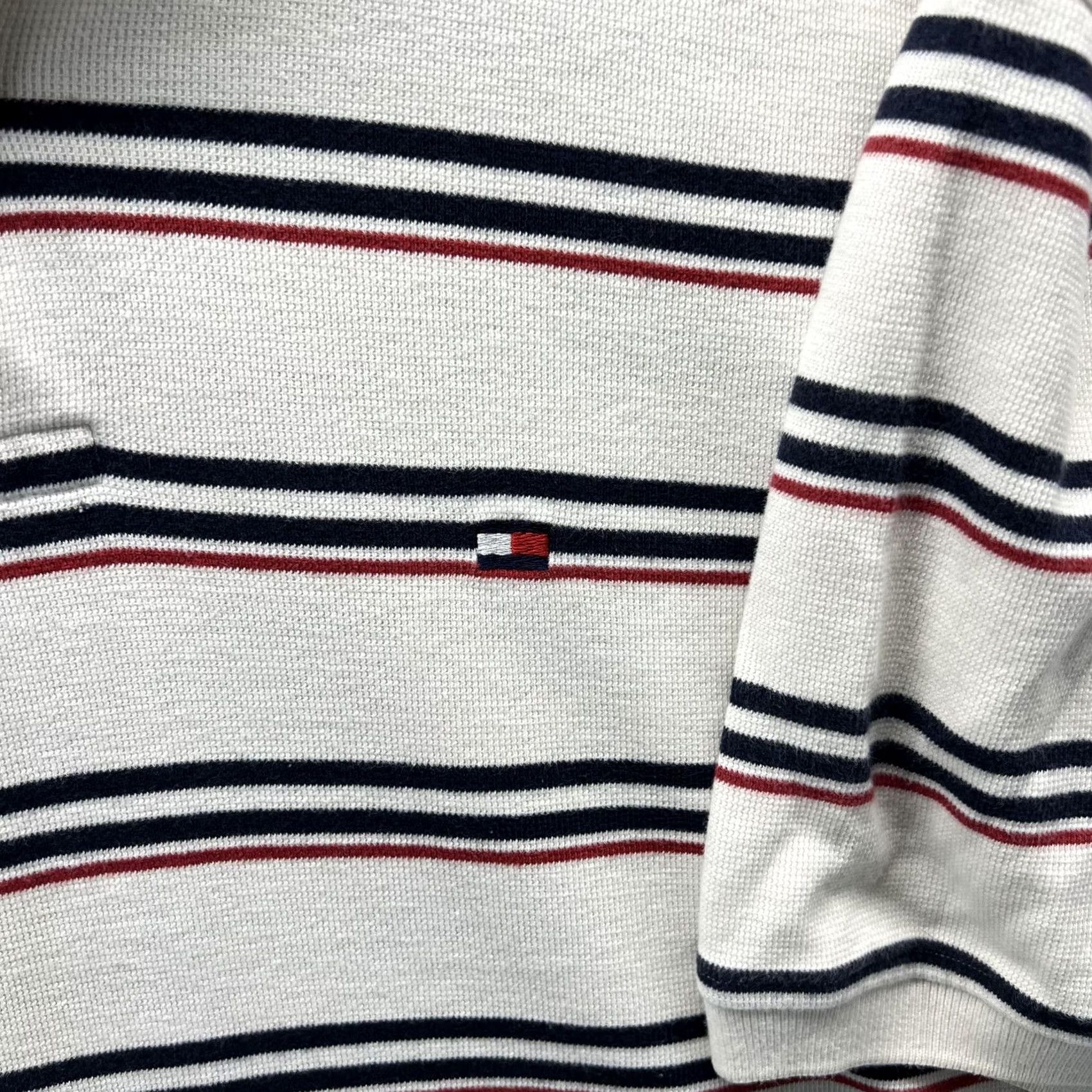 Tommy Hilfiger Tommy Hilfiger Polo Shirt Mens L White Stripe Chambray Collar Short Sleeve Size US L / EU 52-54 / 3 - 3 Thumbnail