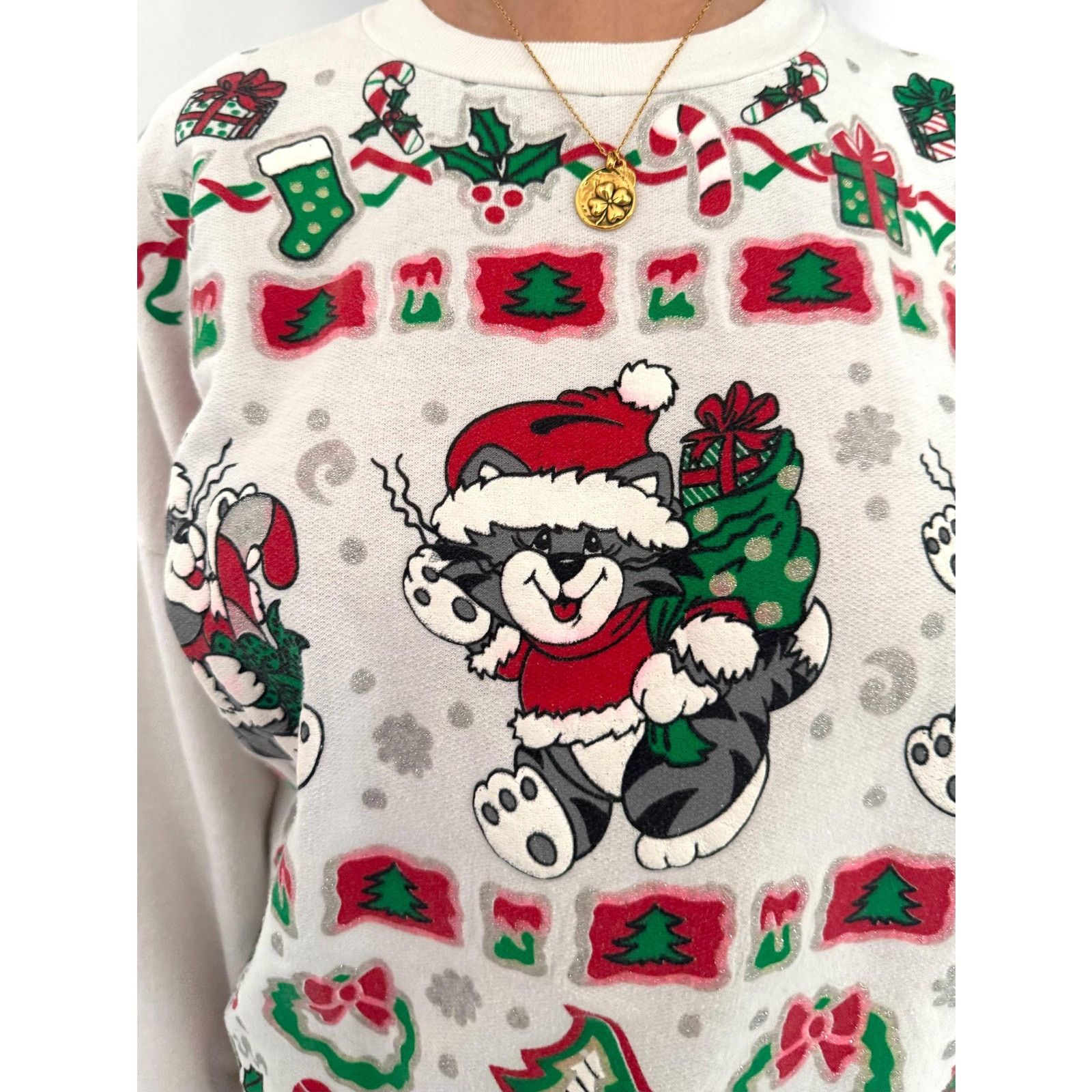 Other 90s vintage festive kittens cats christmas pullover sweater Size S / US 4 / IT 40 - 3 Thumbnail