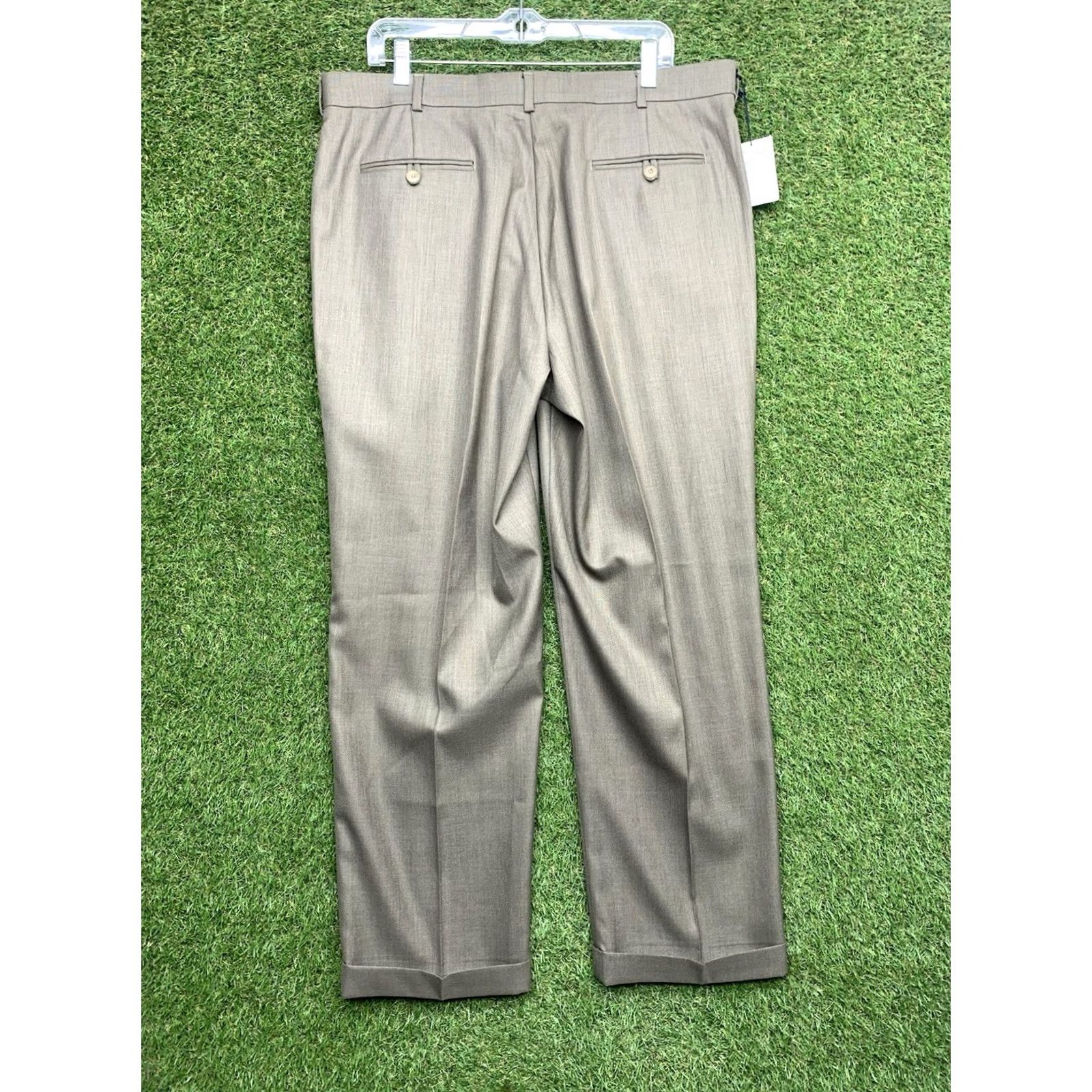 Stafford Stafford Mens Khakis Pants 38x30 Cuffed Pleated Classic Fit Taupe NWT Travel Dressy Formal 38 Regular Mens Size US 38 / EU 54 - 2 Thumbnail