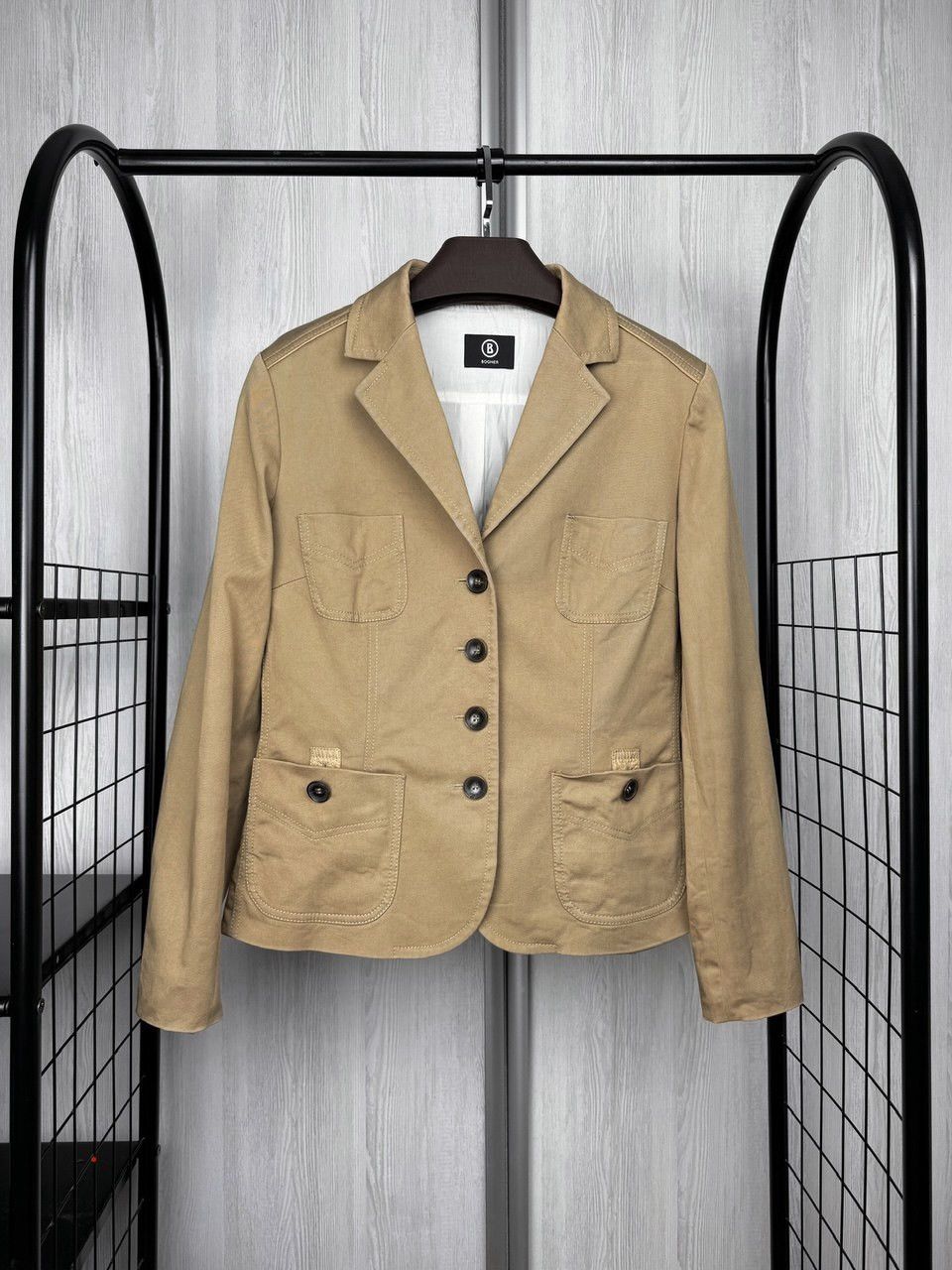 Bogner Bogner beige cotton elbow patches womens blazer basic jacket Size L / US 10 / IT 46 - 1 Thumbnail