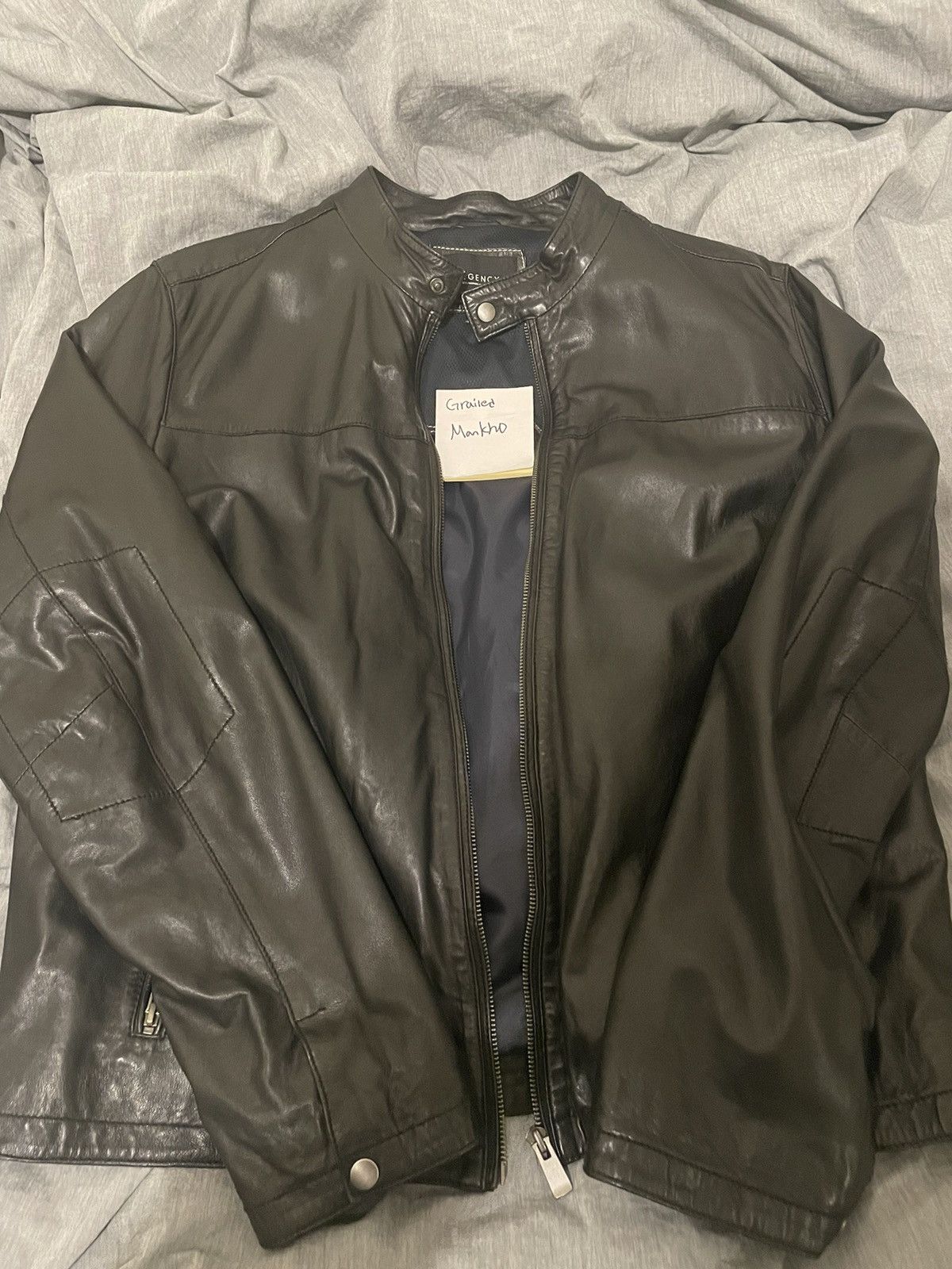 image of Luxury Lamb Leather Light Jacket in Black, Men's (Size Large)