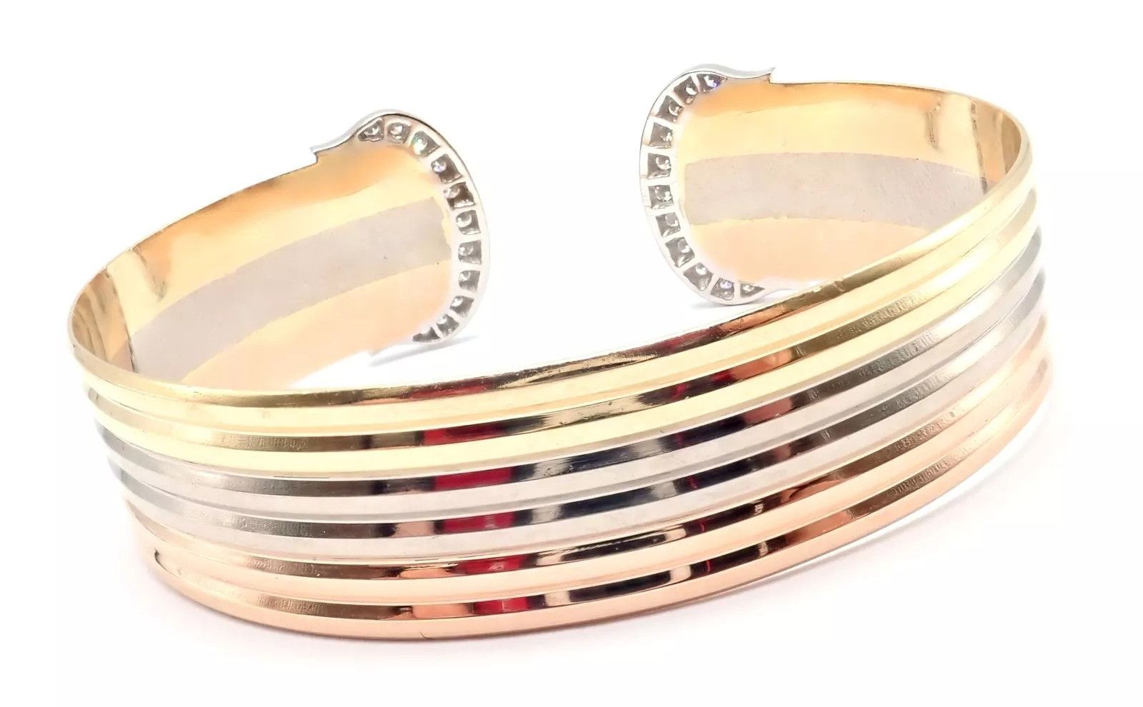 Cartier Cartier 18k Tri-Color Gold C Wide Cuff Bangle Bracelet Size ONE SIZE - 5 Thumbnail