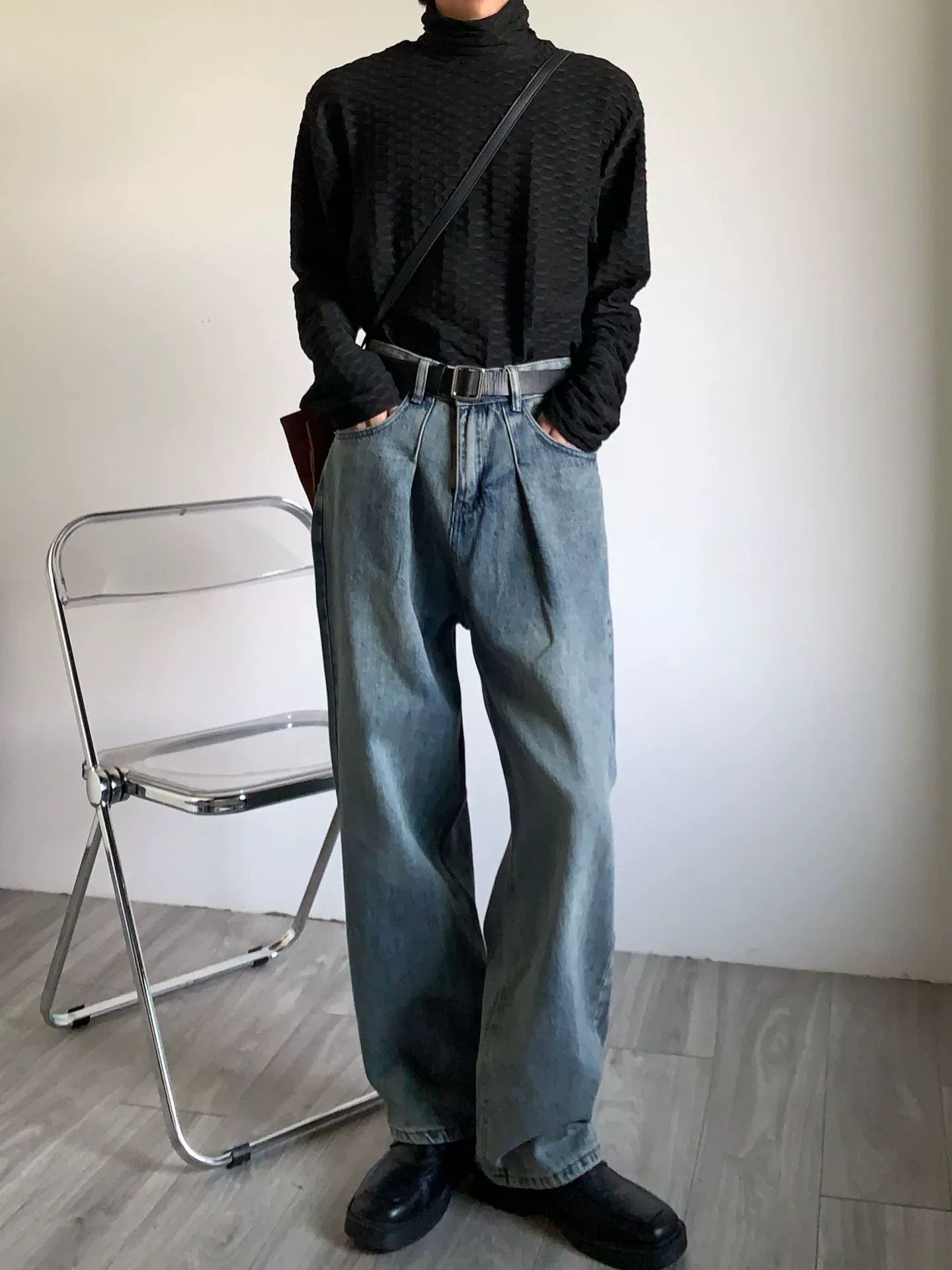 Jean American retro men's wide-leg loose straight jeans Size US 32 / EU 48 - 3 Thumbnail
