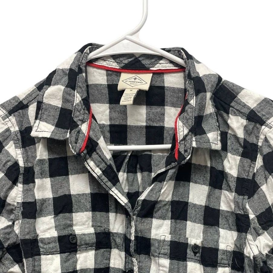 St. Johns Bay St John's Bay Womens Medium Cotton Plaid Button Up Shirt Size M / US 6-8 / IT 42-44 - 2 Thumbnail