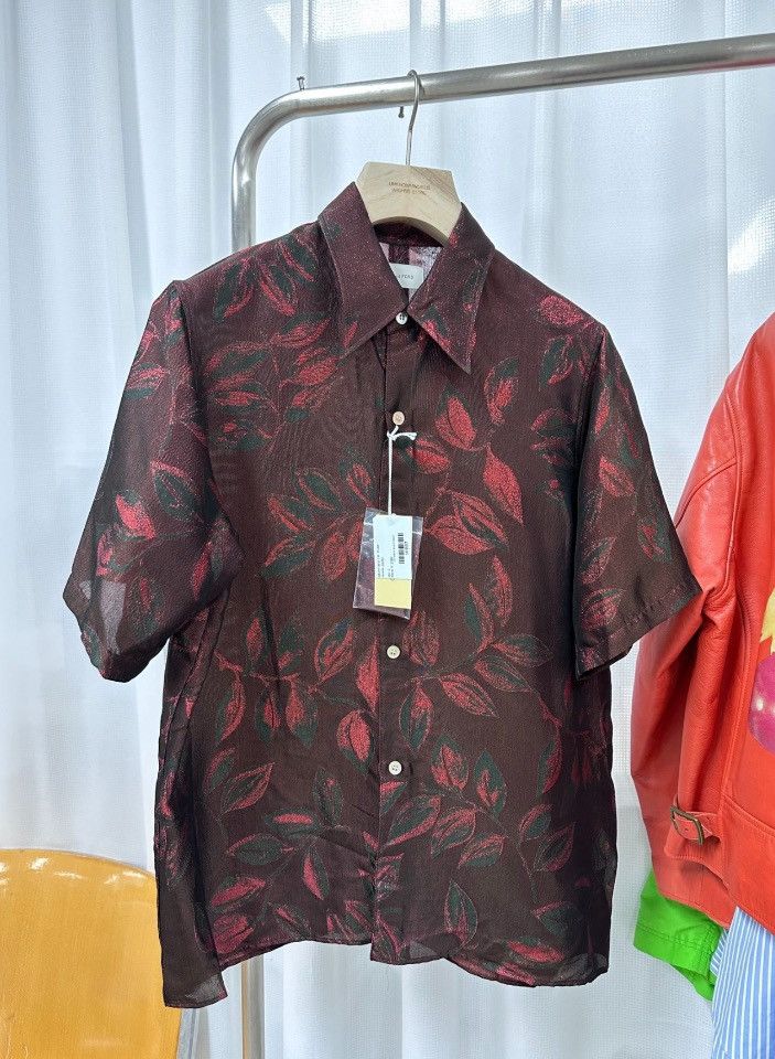 Bed J W Ford BED J.W. FORD 22ss Dark Red Leaf Short Sleeve Shirt | Grailed