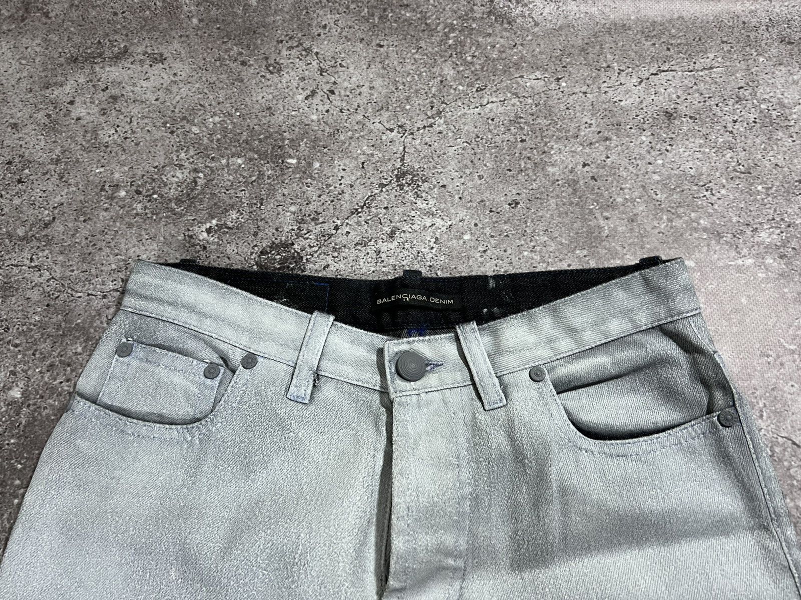 Balenciaga Deadstock Balenciaga 2008 Silver Painted Denim Jeans Size 27 Size US 27 - 6 Thumbnail