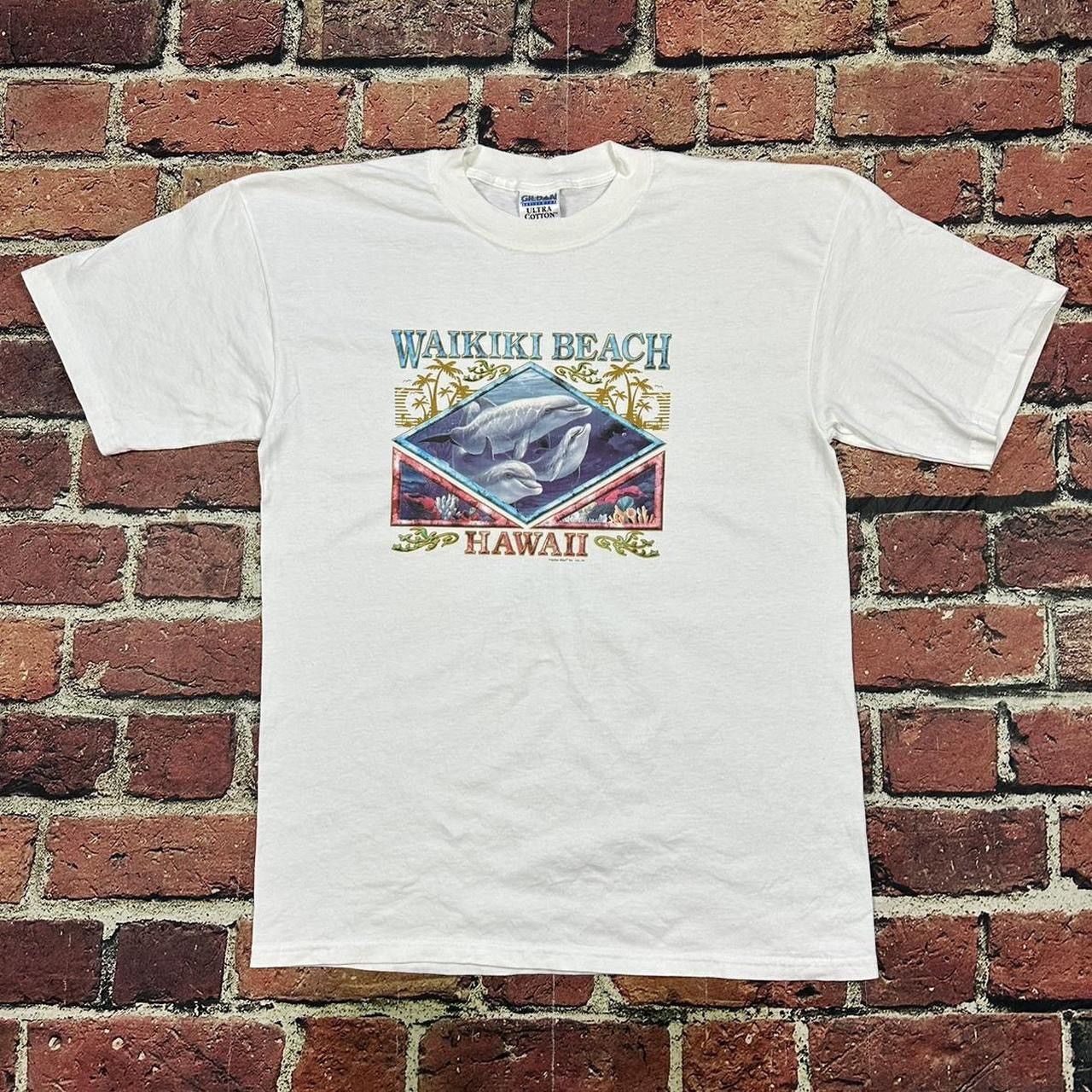 Gildan Vintage Waikiki Beach Hawaii Dolphin Ocean Y2K 90s Surf Tee Size US L / EU 52-54 / 3 - 1 Thumbnail