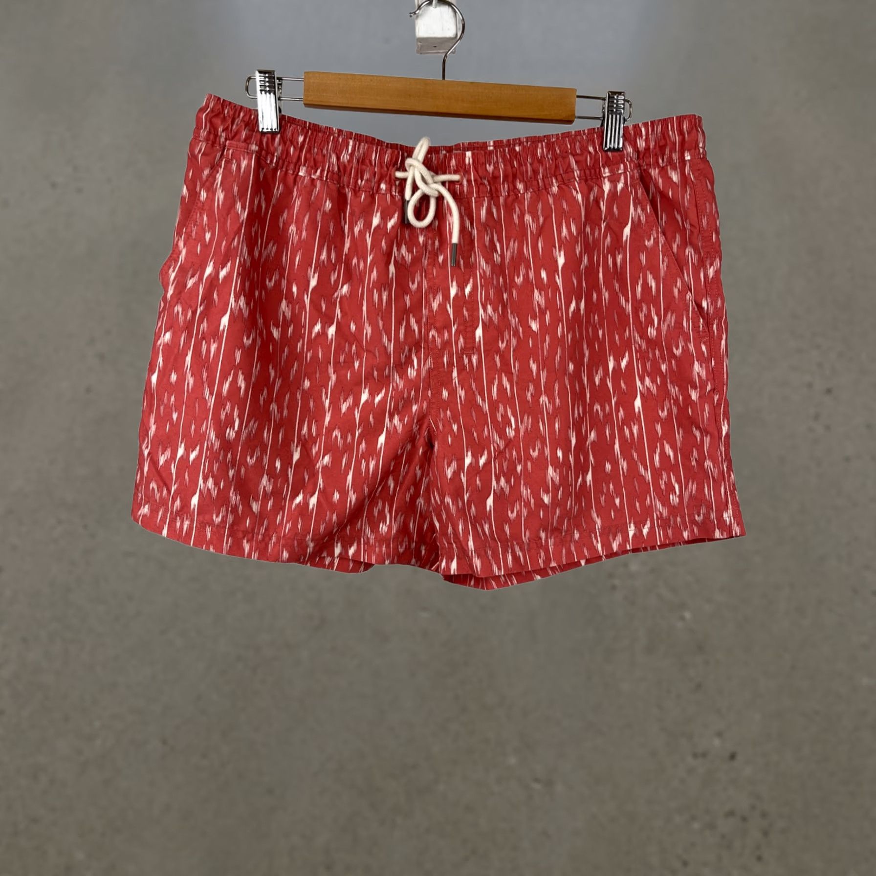 Vintage American Eagle Shorts Swim Trunks Mens L Orange Printed Draw String Stretch Size US 33 - 1 Thumbnail