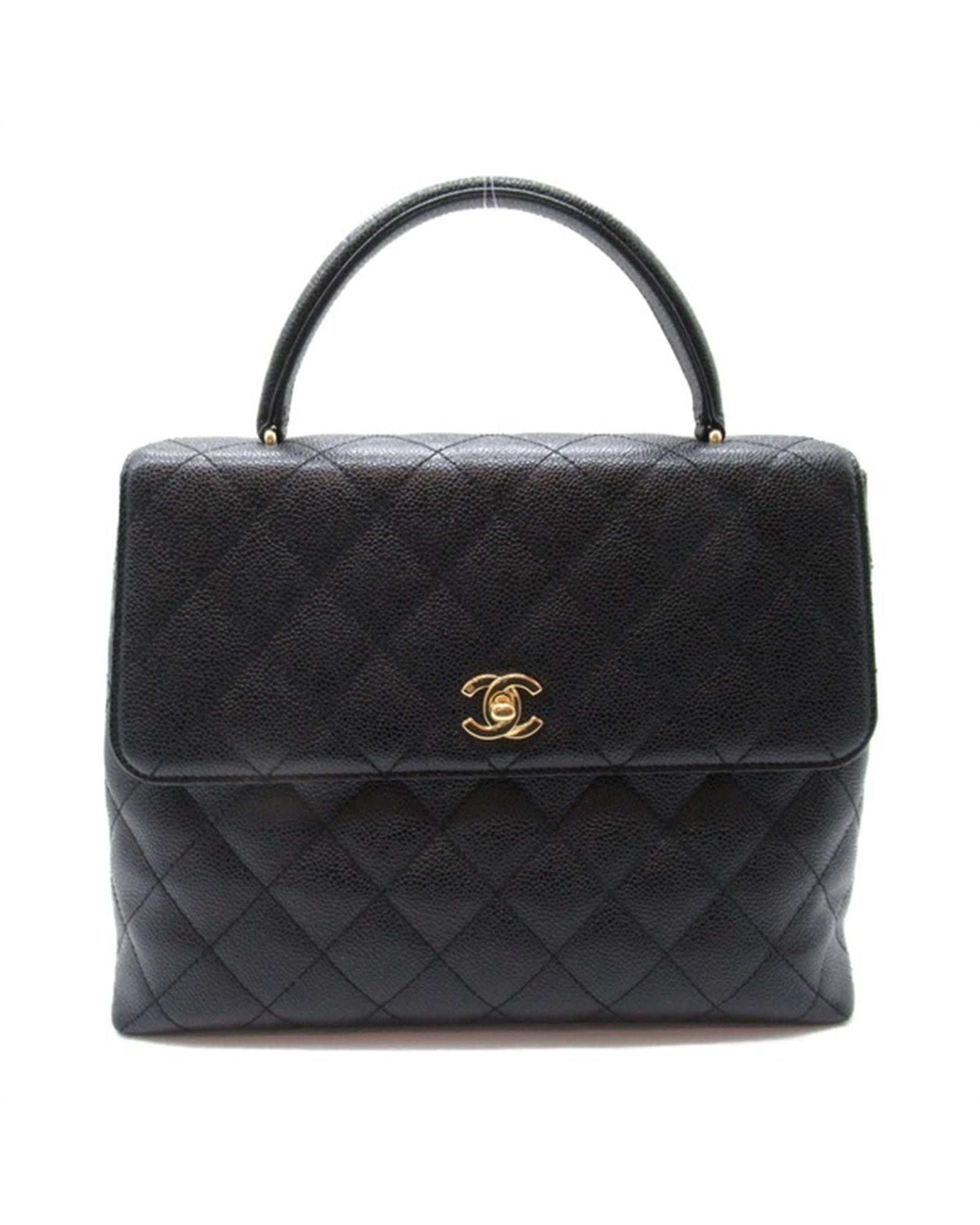 image of Chanel Black Caviar Kelly Handbag With Cc Logo - Excellent Condition, Women's