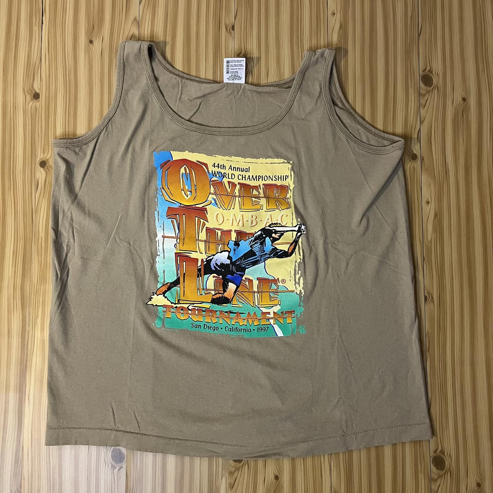 Anvil VTG 90s 1997 Over The Line Tournament Single Stitched Tank L Size L / US 10 / IT 46 - 1 Thumbnail